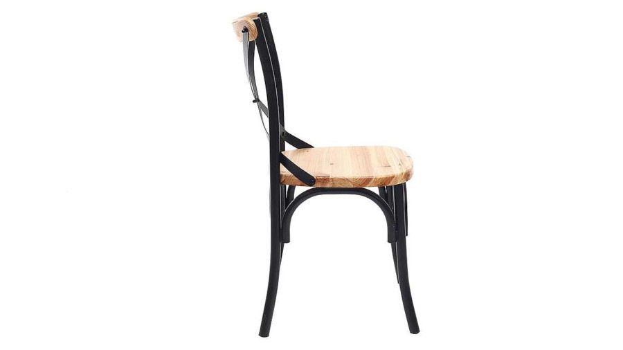 Chaise & Tabouret Miliboo Chaise Design | Chaises Bistrot Bois Clair Massif Et M Tal Noir (Lot De 2) Jake