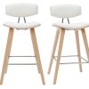 Chaise & Tabouret Miliboo Tabouret De Bar | Tabourets De Bar Design Blanc Et Bois Clair H69 Cm (Lot De 2) Vasco