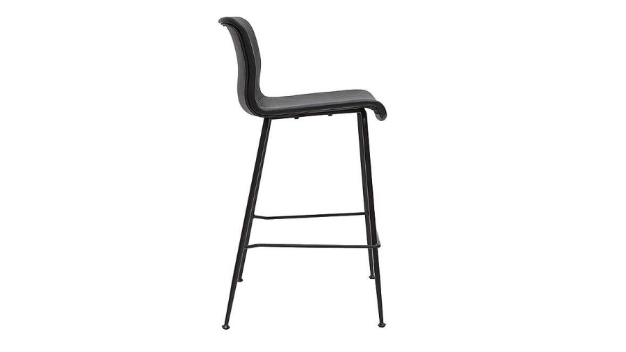 Chaise & Tabouret Miliboo Tabouret De Bar | Tabourets De Bar Fixes Noirs Aspect Vieilli Et M Tal Noir H65 Cm (Lot De 2) Harold