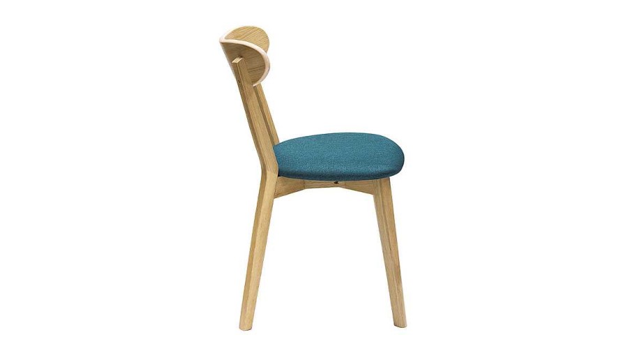 Chaise & Tabouret Miliboo Chaise Design | Chaises Vintage En Bois Clair Ch Ne Et Tissu Bleu Paon (Lot De 2) Dove