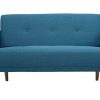 Canap & Fauteuil Miliboo Canap Design | Canap Scandinave 2 Places En Tissu Bleu Canard Et Bois Clair Ulla