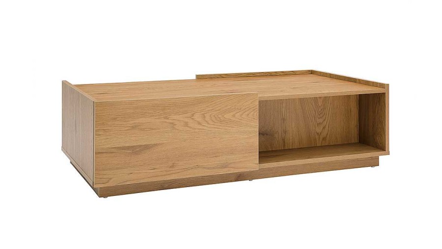 Table Miliboo | Table Basse Rectangulaire Avec Rangements 2 Tiroirs Finition Bois Clair Ch Ne L120 Cm Madero