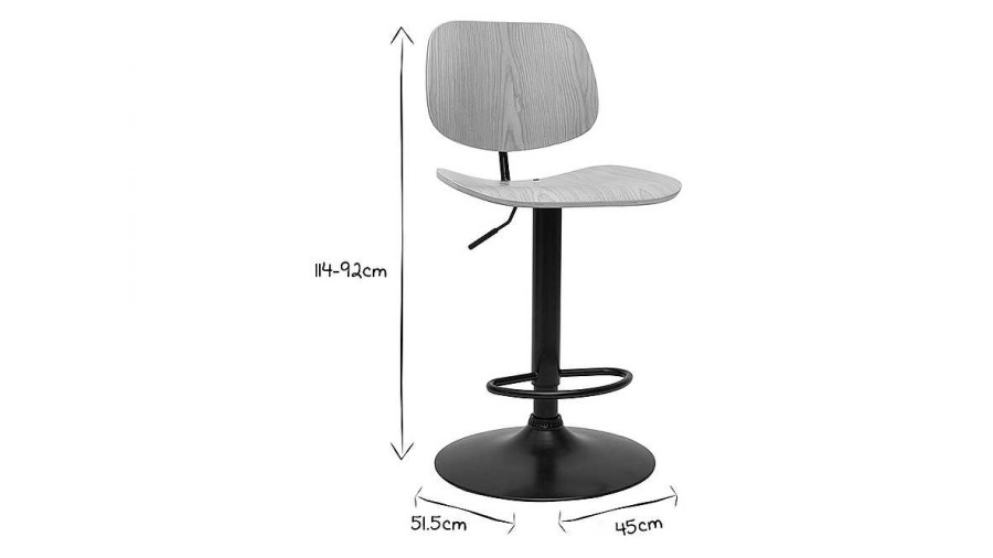 Chaise & Tabouret Miliboo Tabouret De Bar | Tabouret De Bar Relevable Bois Clair Et M Tal Noir Tobias