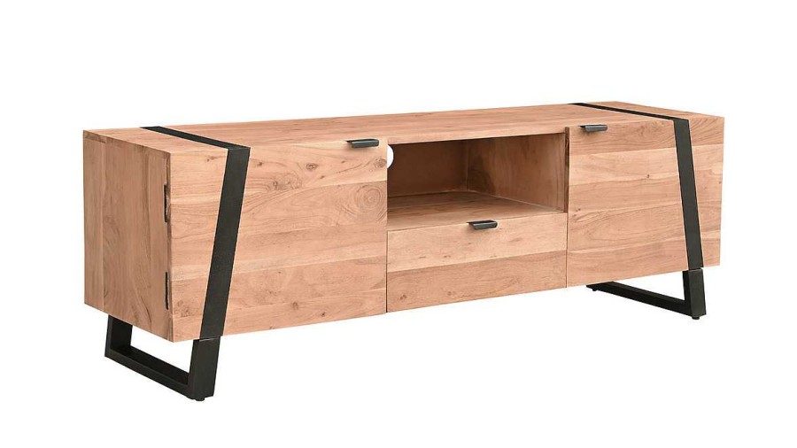 Rangement Miliboo Meuble Tv Design | Meuble Tv En Bois Massif Et M Tal Noir L150 Cm Alvaro