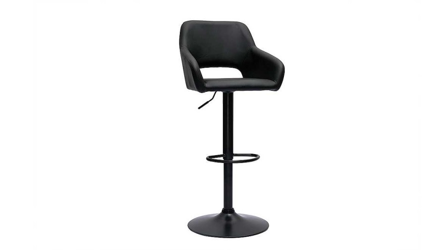 Chaise & Tabouret Miliboo Tabouret De Bar | Tabourets De Bar R Glables Noirs (Lot De 2) Laurette