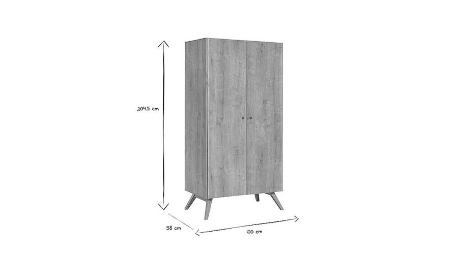 Chambre Miliboo | Armoire Scandinave Finition Bois Ch Ne Clair L100 Cm Mahe