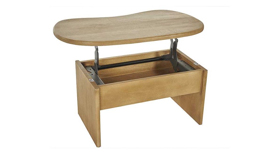 Table Miliboo | Table Basse Relevable Design Haricot Avec Rangement En Bois Manguier Massif L95 Cm Kokoa