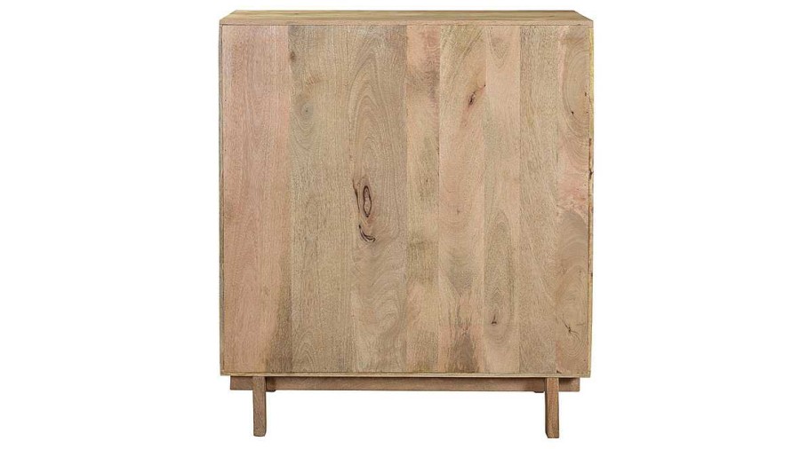 Rangement Miliboo | Buffet Haut Design En Bois Manguier Massif Et Laiton Dor 3 Portes L90 Cm Zaika