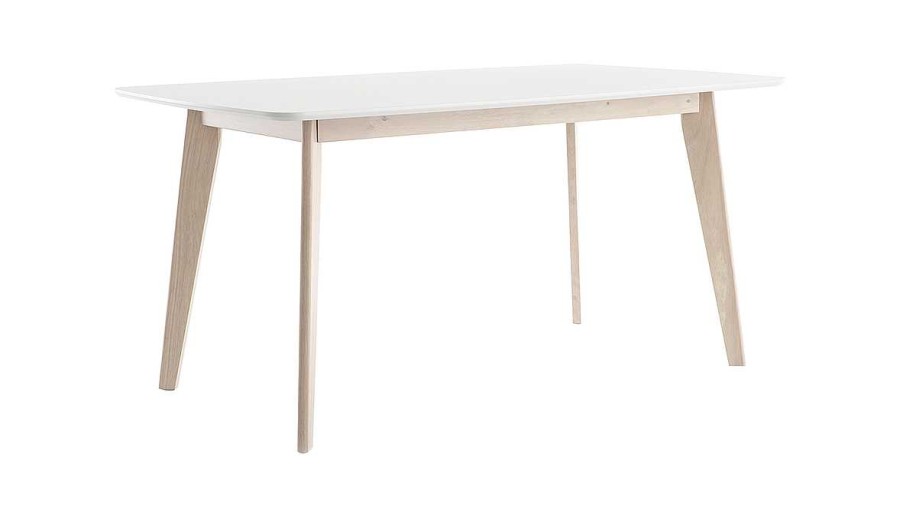 Table Miliboo Table Manger Fixe | Table Manger Scandinave Blanc Et Bois Clair Rectangulaire L150 Cm Leena