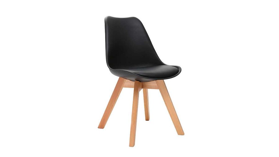 Chaise & Tabouret Miliboo Chaise Design | Chaises Scandinaves Noir Et Bois Clair (Lot De 4) Pauline