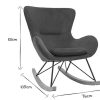 Canap & Fauteuil Miliboo Rocking Chair | Rocking Chair Design En Tissu Velours C Tel Vert, M Tal Noir Et Bois Clair Eskua