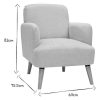 Canap & Fauteuil Miliboo Fauteuil Design | Fauteuil Scandinave En Tissu Effet Velours Textur Beige Et Bois Clair Isko