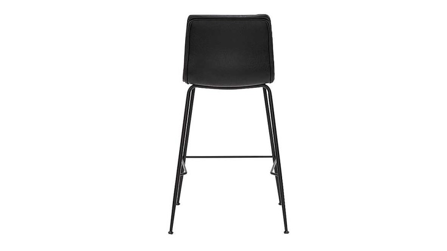 Chaise & Tabouret Miliboo Tabouret De Bar | Tabourets De Bar Fixes Noirs Aspect Vieilli Et M Tal Noir H65 Cm (Lot De 2) Harold