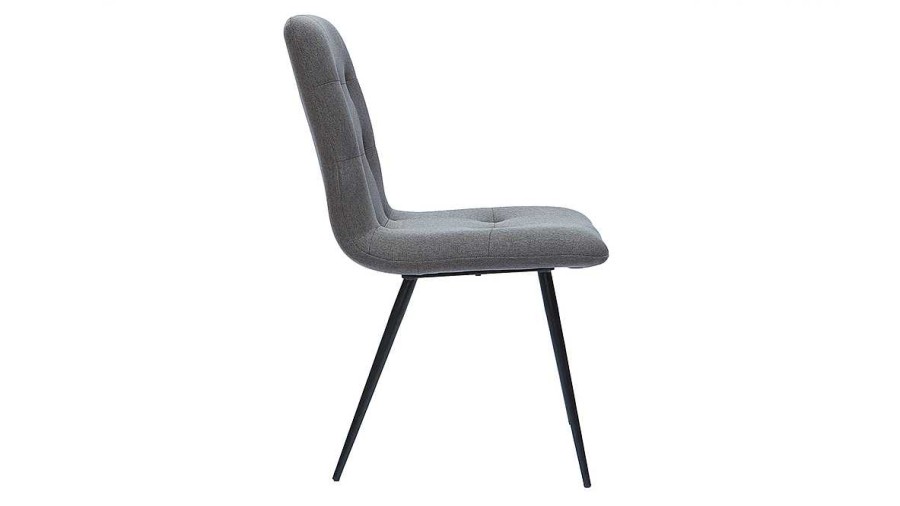 Chaise & Tabouret Miliboo Chaise Design | Chaises Design Capitonn Es En Tissu Gris Et M Tal Noir (Lot De 2) Escape