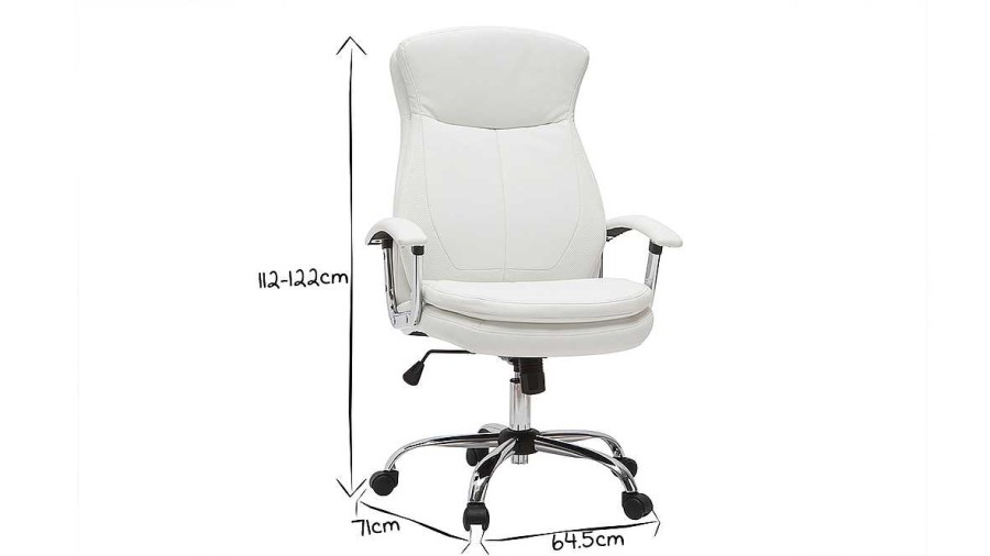 Chaise & Tabouret Miliboo | Fauteuil De Bureau Roulettes Design Blanc Et Acier Chrom Wall Street