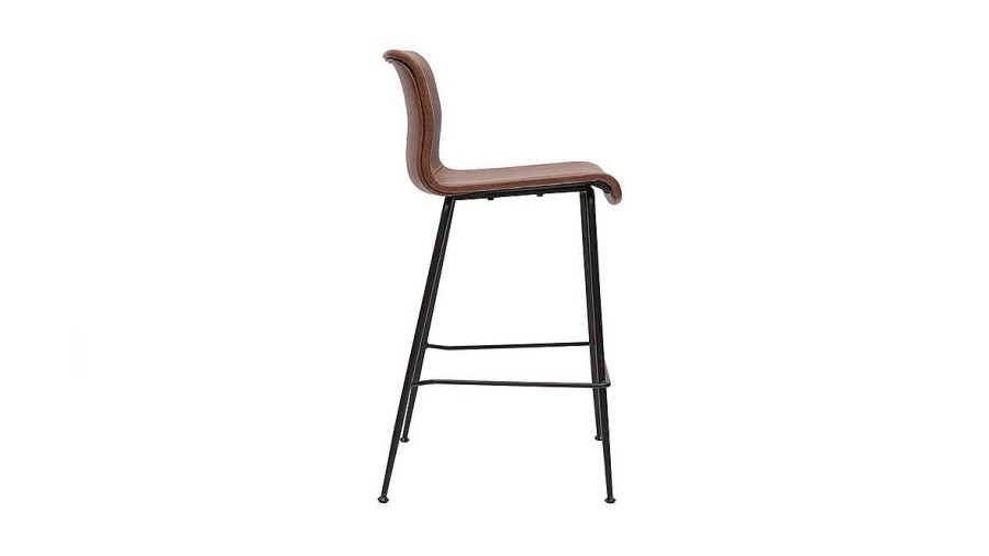 Chaise & Tabouret Miliboo Tabouret De Bar | Tabourets De Bar Fixes Marron Aspect Vieilli Et M Tal Noir H65 Cm (Lot De 2) Harold