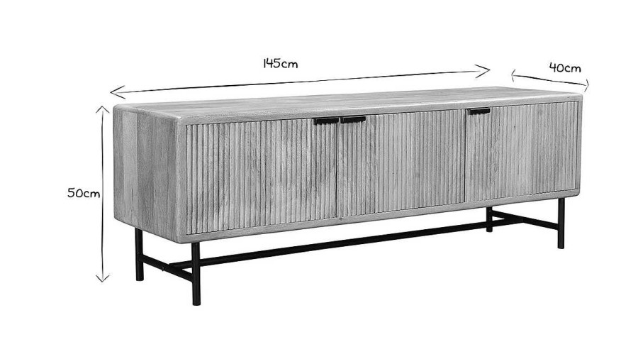 Rangement Miliboo Meuble Tv Design | Meuble Tv En Bois Manguier Massif Et M Tal Noir L145 Cm Morisson