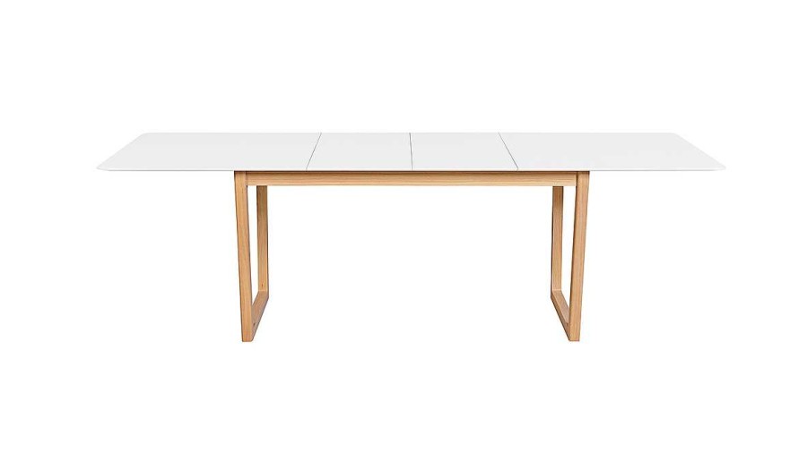 Table Miliboo Table Extensible | Table Manger Extensible Rallonges Int Gr Es En Bois Clair Et Blanc Rectangulaire L160-240 Cm Laho