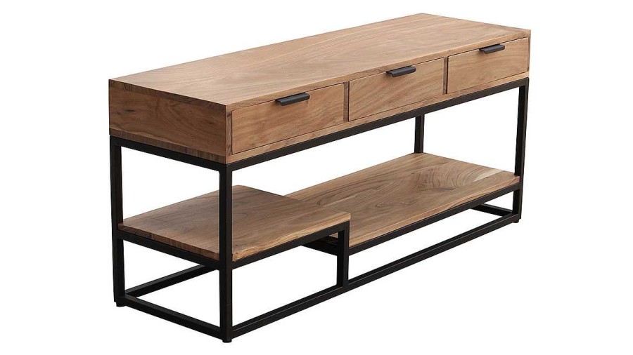 Rangement Miliboo Meuble Tv Design | Meuble Tv En Bois Massif Et M Tal Noir L115 Cm Warren