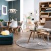 Canap & Fauteuil Miliboo Canap Design | Canap Scandinave 2 Places En Tissu Bleu Canard Et Bois Clair Luna