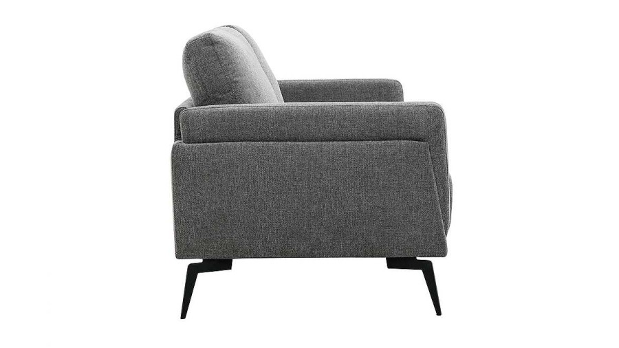 Canap & Fauteuil Miliboo Canap Design | Canap Design 2 Places En Tissu Effet Velours Textur Gris Fonc Et M Tal Noir Mosco