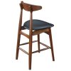 Chaise & Tabouret Miliboo Tabouret De Bar | Tabouret De Bar Vintage Noyer Et Pu Noir 65 Cm (Lot De 2) Walford