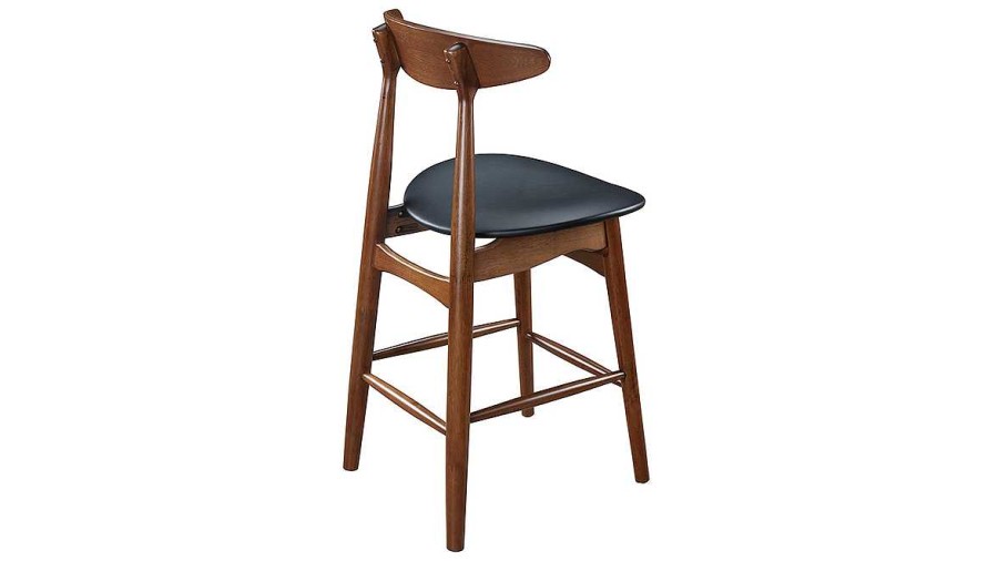 Chaise & Tabouret Miliboo Tabouret De Bar | Tabouret De Bar Vintage Noyer Et Pu Noir 65 Cm (Lot De 2) Walford