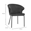 Chaise & Tabouret Miliboo Chaise Design | Chaise Design En Tissu Velours Bleu Fonc Et M Tal Noir Requiem