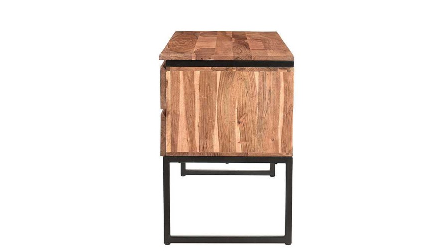 Bureau Miliboo Bureau Design | Bureau Avec Rangements 2 Tiroirs Industriel En Bois Massif Et M Tal Noir L115 Cm Hoorn