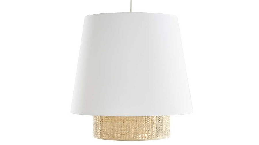 Luminaire Miliboo | Suspension Design Bi-Mati Re En Rabane Et Coton Blanc D40 Cm Jume