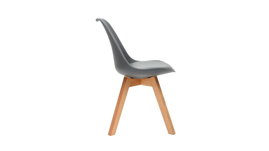 Chaise & Tabouret Miliboo Chaise Design | Chaises Scandinaves Gris Et Bois Clair Massif (Lot De 4) Pauline