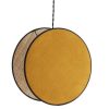 Luminaire Miliboo | Suspension Ronde Bi-Mati Re En Tissu Velours Jaune Moutarde Et Rabane Naturelle D35 Cm Verso