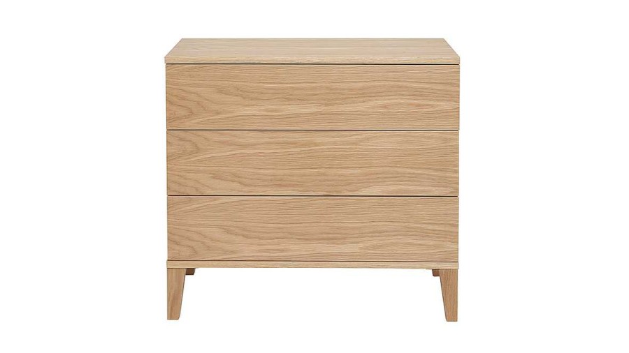 Rangement Miliboo | Commode Scandinave En Bois Clair Ch Ne 3 Tiroirs L80 Cm Freddy