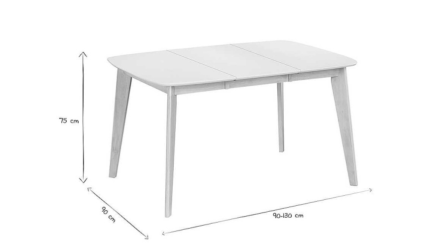 Table Miliboo Table Extensible | Table Manger Extensible Scandinave Carr E Blanche Et Bois L90-130 Cm Leena