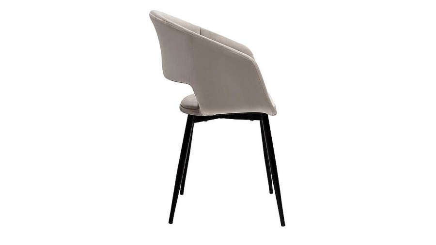 Chaise & Tabouret Miliboo Chaise Design | Chaise Design En Tissu Velours Taupe Et M Tal Noir Prisma