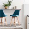 Chaise & Tabouret Miliboo Tabouret De Bar | Tabourets De Bar Scandinaves Bleu Canard 65 Cm (Lot De 2) Matilde