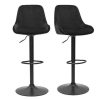 Chaise & Tabouret Miliboo Tabouret De Bar | Tabourets De Bar Design R Glables En Tissu Velours Noir Et M Tal Noir 360° (Lot De 2) Holo