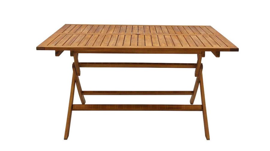 Jardin Miliboo | Table De Jardin Pliante Carr E En Bois Massif L140 Cm Santiago