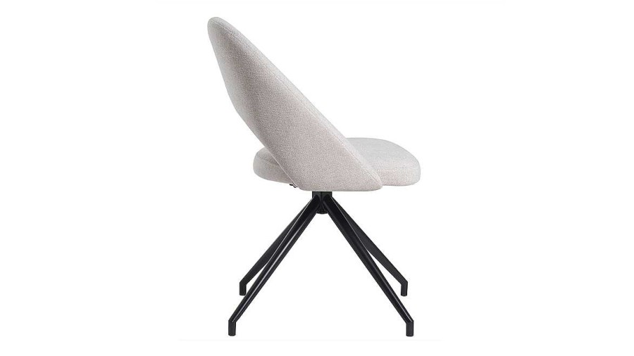 Chaise & Tabouret Miliboo Chaise Design | Chaise Pivotante 360° En Tissu Effet Velours Textur Beige Et M Tal Noir Cosette