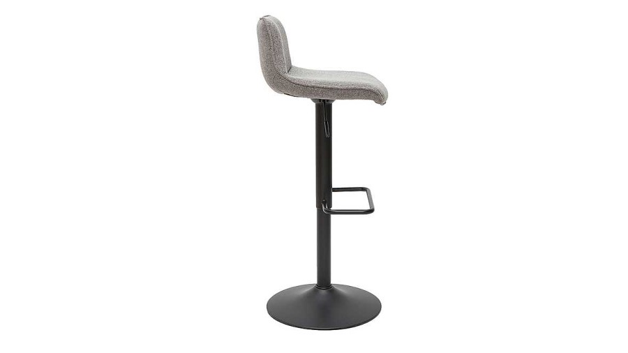 Chaise & Tabouret Miliboo Tabouret De Bar | Tabourets De Bar R Glables Pivotants 360° En Tissu Effet Velours Textur Gris Et M Tal (Lot De 2) Boost