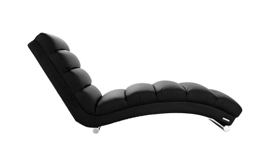 Canap & Fauteuil Miliboo Fauteuil Relax | Chaise Longue / Fauteuil Design Noir Et Acier Chrom Taylor