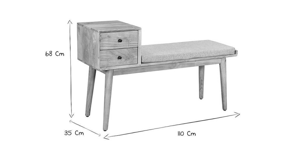 Chaise & Tabouret Miliboo Banc | Banc D'Entr E Avec Rangements 2 Tiroirs En Bois Clair Massif L110 Cm Alty