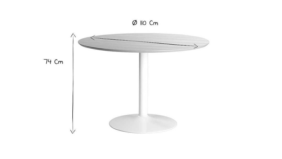 Table Miliboo Table Manger Fixe | Table Manger Ronde Bois Clair Et M Tal Blanc D110 Cm Kali