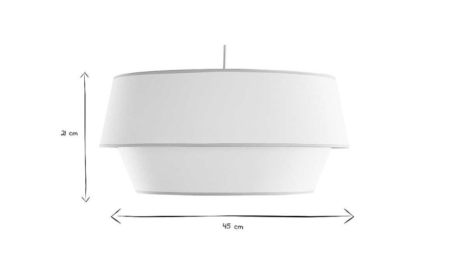 Luminaire Miliboo | Suspension Design En Tissu Coton Blanc Cass D45 Cm Sensa