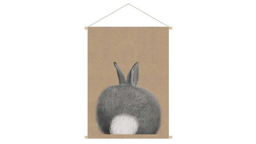 Enfant Miliboo | Kakemono Enfant Tableau En Toile Suspendue Illustration Lapin L40 X H60 Cm Houpette