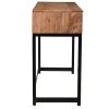 Table Miliboo | Console Avec Rangement 2 Tiroirs Motifs Chevrons En Bois Massif Et M Tal Noir L100 Cm Stick