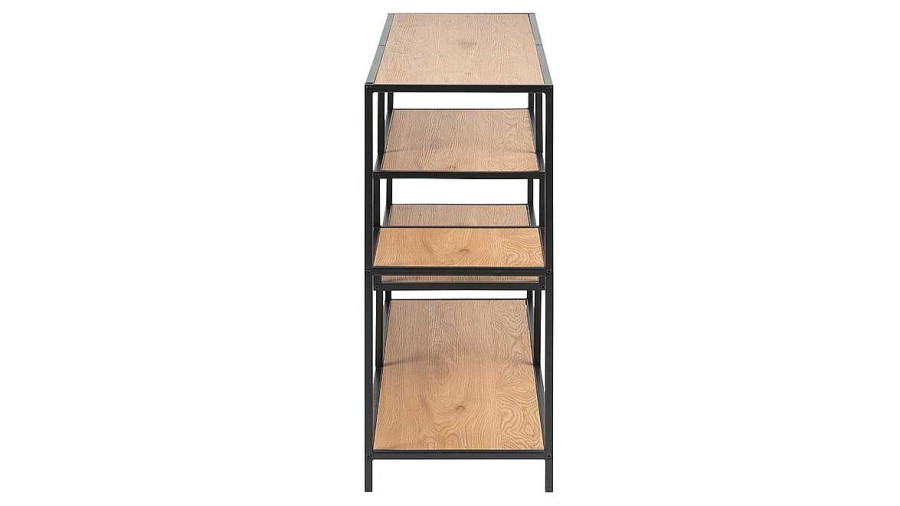 Bureau Miliboo | Console Ouverte Industrielle Finition Bois Clair Et M Tal Noir L114 Cm Tresca