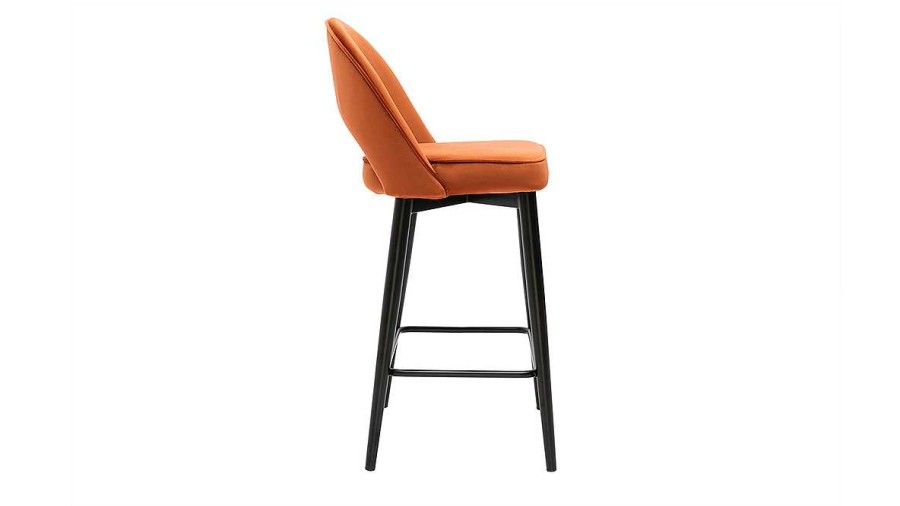 Chaise & Tabouret Miliboo Tabouret De Bar | Tabouret De Bar Design En Velours Terre Br L E Et M Tal H69 Cm Bellerose