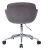 Chaise & Tabouret Miliboo | Chaise De Bureau Roulettes En Tissu Effet Velours Gris Et Acier Chrom Aaron