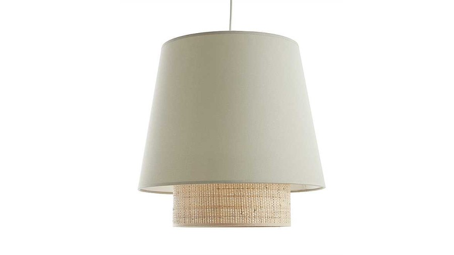 Luminaire Miliboo | Suspension Design Bi-Mati Re En Rabane Et Coton Vert Sauge D40 Cm Jume